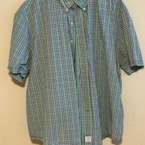 Izod Blue and Green Plaid Casual Shirt